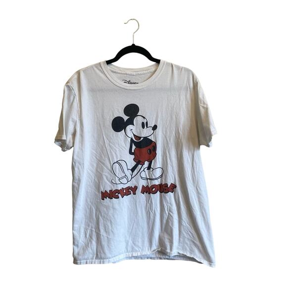 Disney L short sleeve t-shirt white black red Mickey Mouse classic fandom - Picture 1 of 7